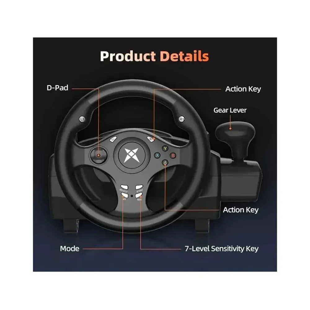 DOYO R270 Racing Wheel and Pedals 270 degree Gaming Steering Wheel Vibration